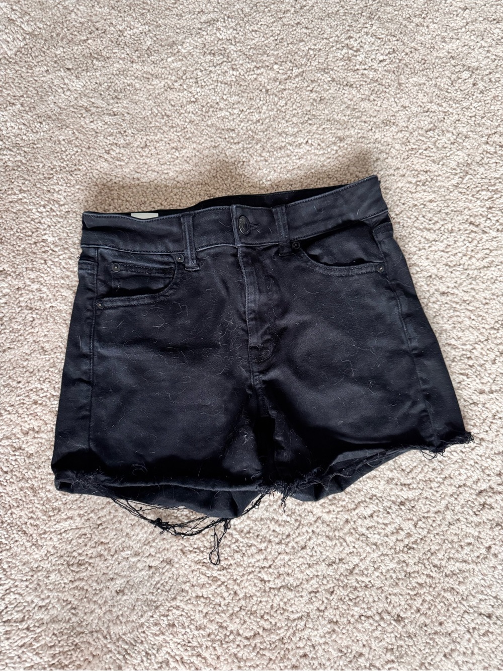 American Eagle Outfitters Black Frayed Hem Denim Cutoff Shorts